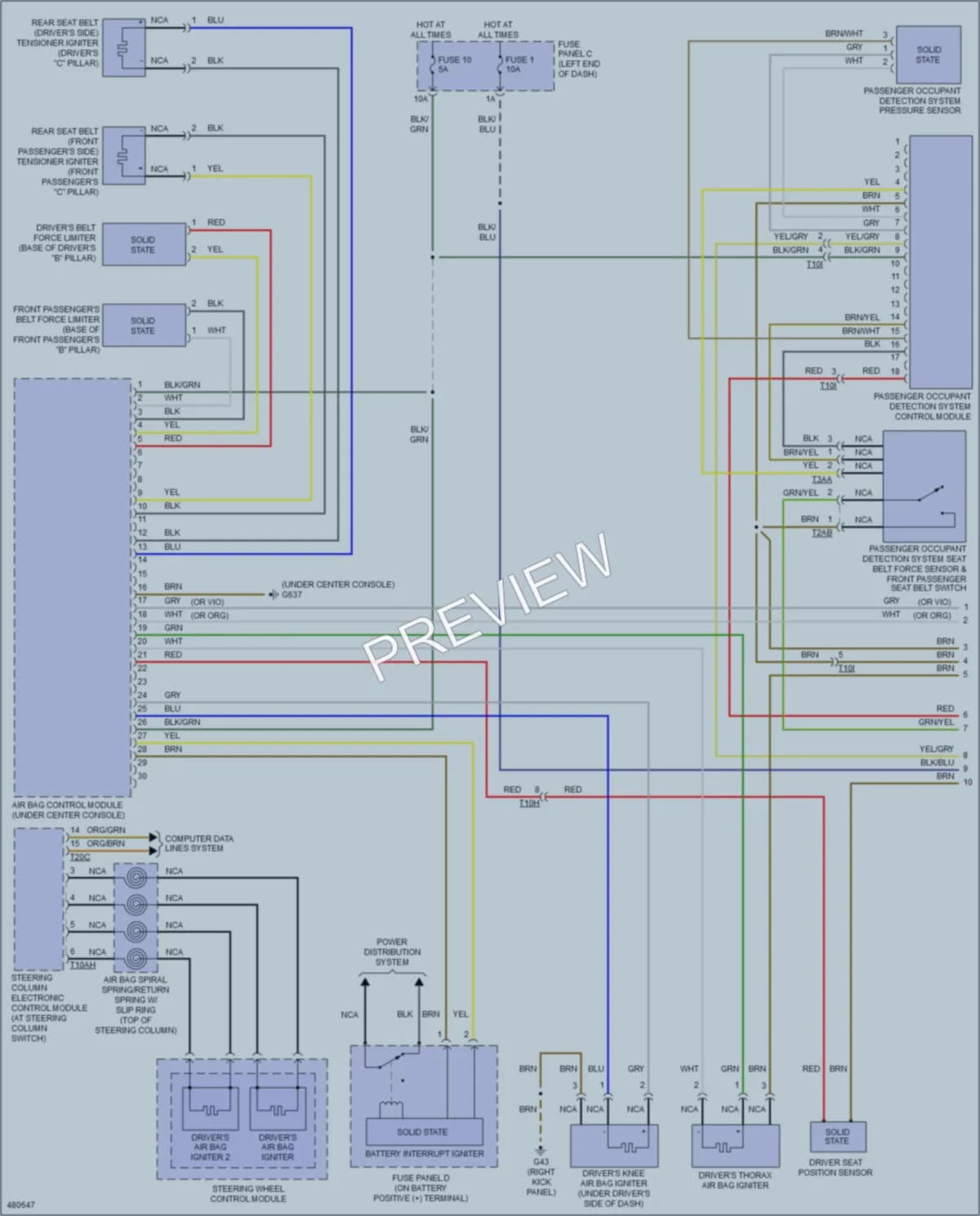2015 Audi TT Supplemental Restraints wiring diagram preview