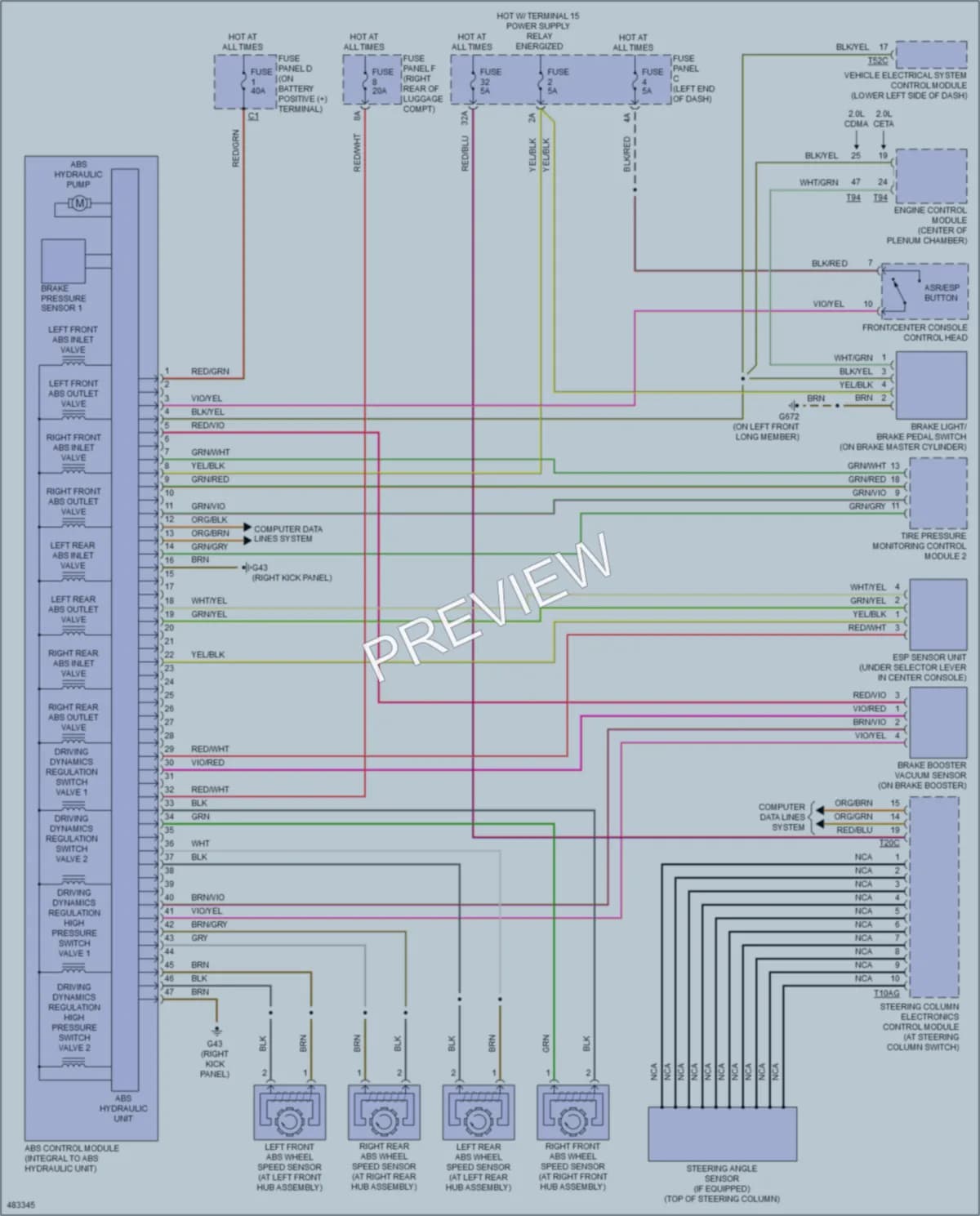 2015 Audi TTS Anti Lock Brakes wiring diagram preview
