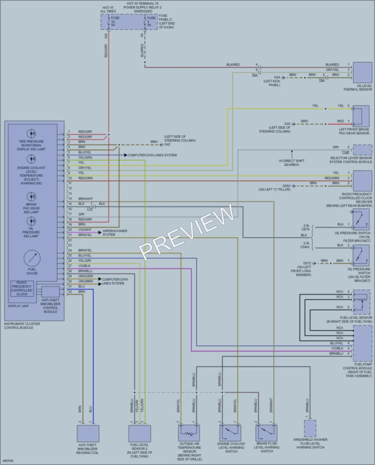 2015 Audi TTS Instrument Cluster wiring diagram preview