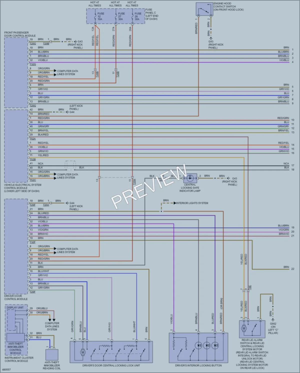 2015 Audi TTS Power Door Locks wiring diagram preview