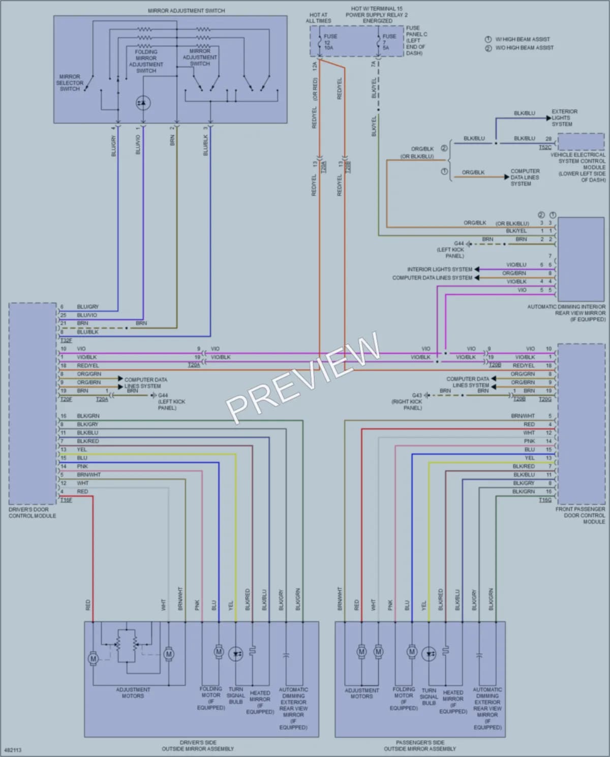 2015 Audi TTS Power Mirrors wiring diagram preview