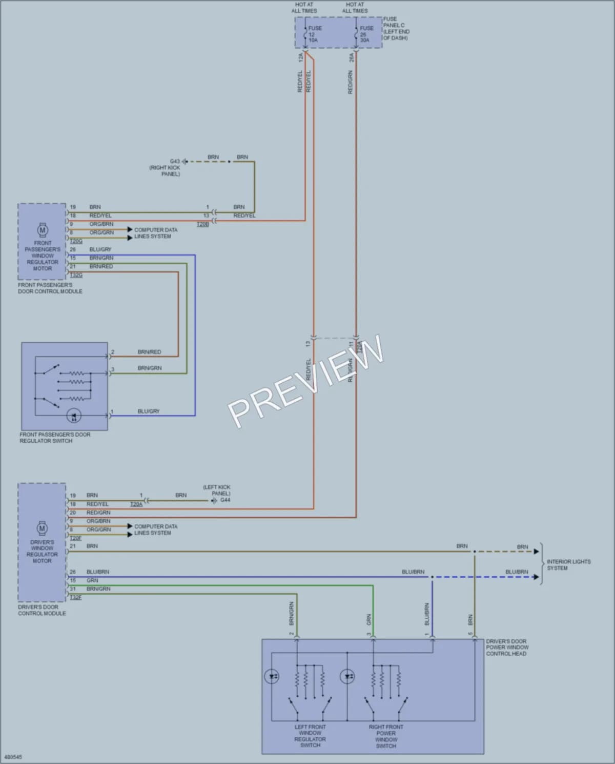 2015 Audi TTS Power Windows wiring diagram preview