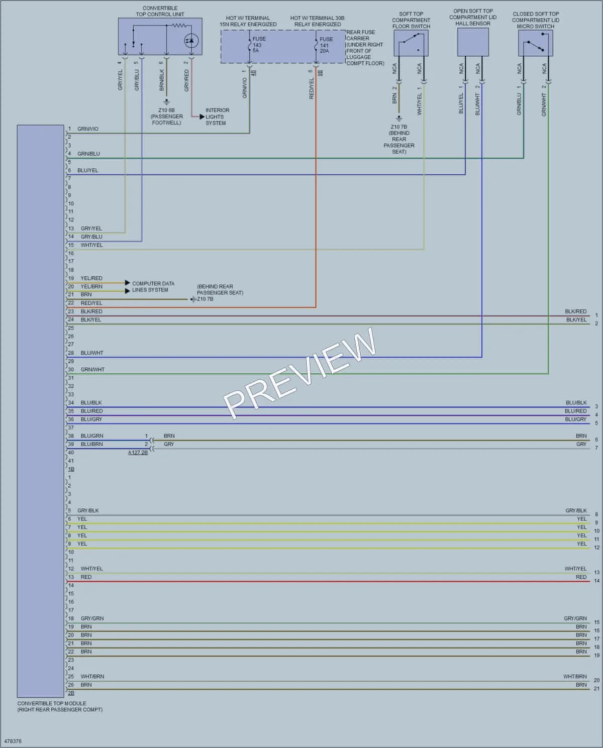 2015 BMW 228i Power Top Sunroof wiring diagram preview