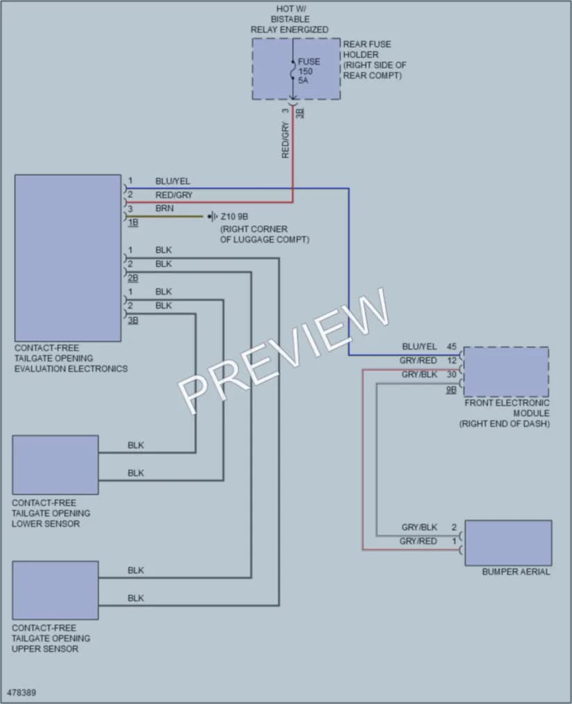 2015 BMW 328d Trunk Tailgate Fuel Door wiring diagram preview