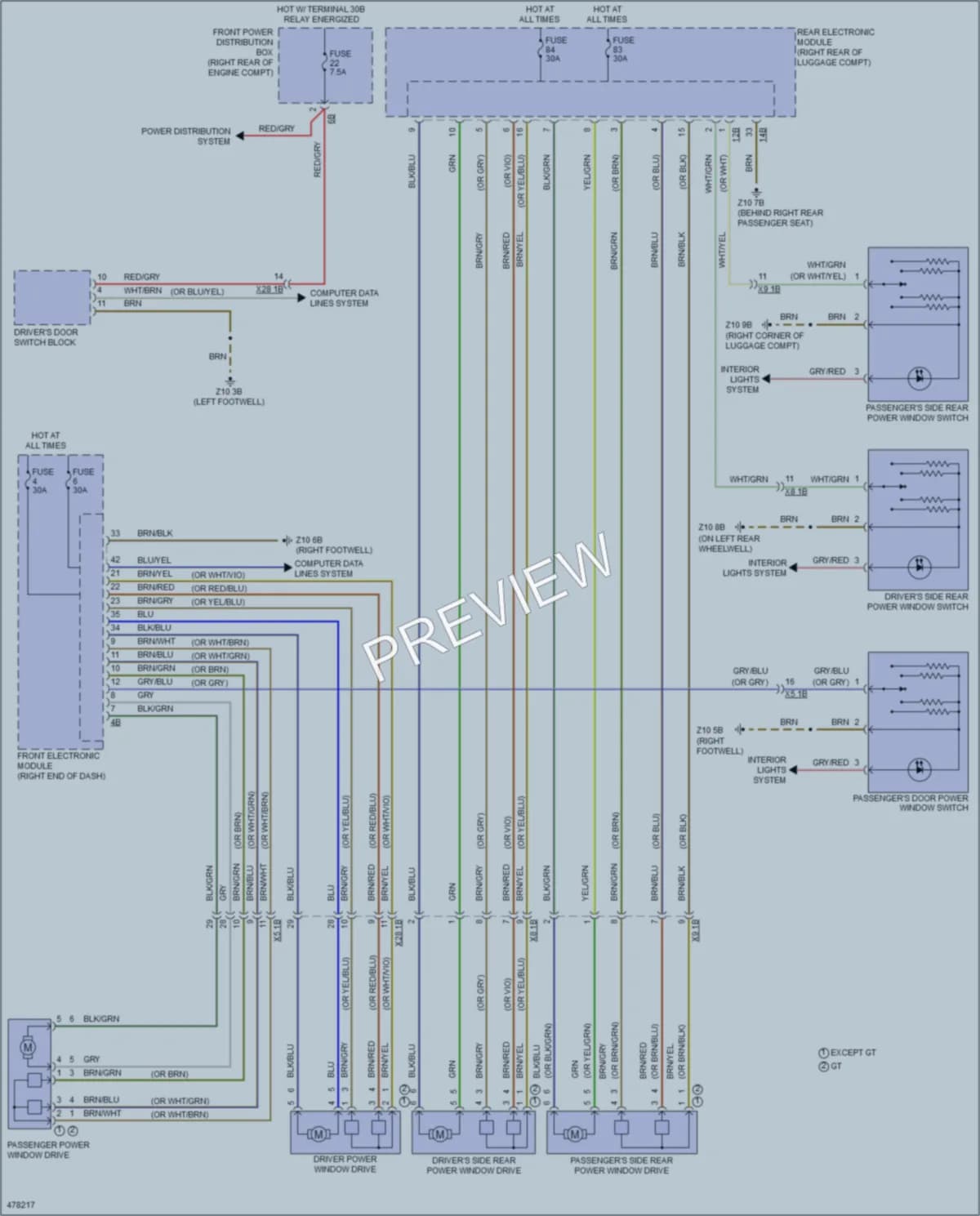 2015 BMW 328iGranTurismo Power Windows wiring diagram preview