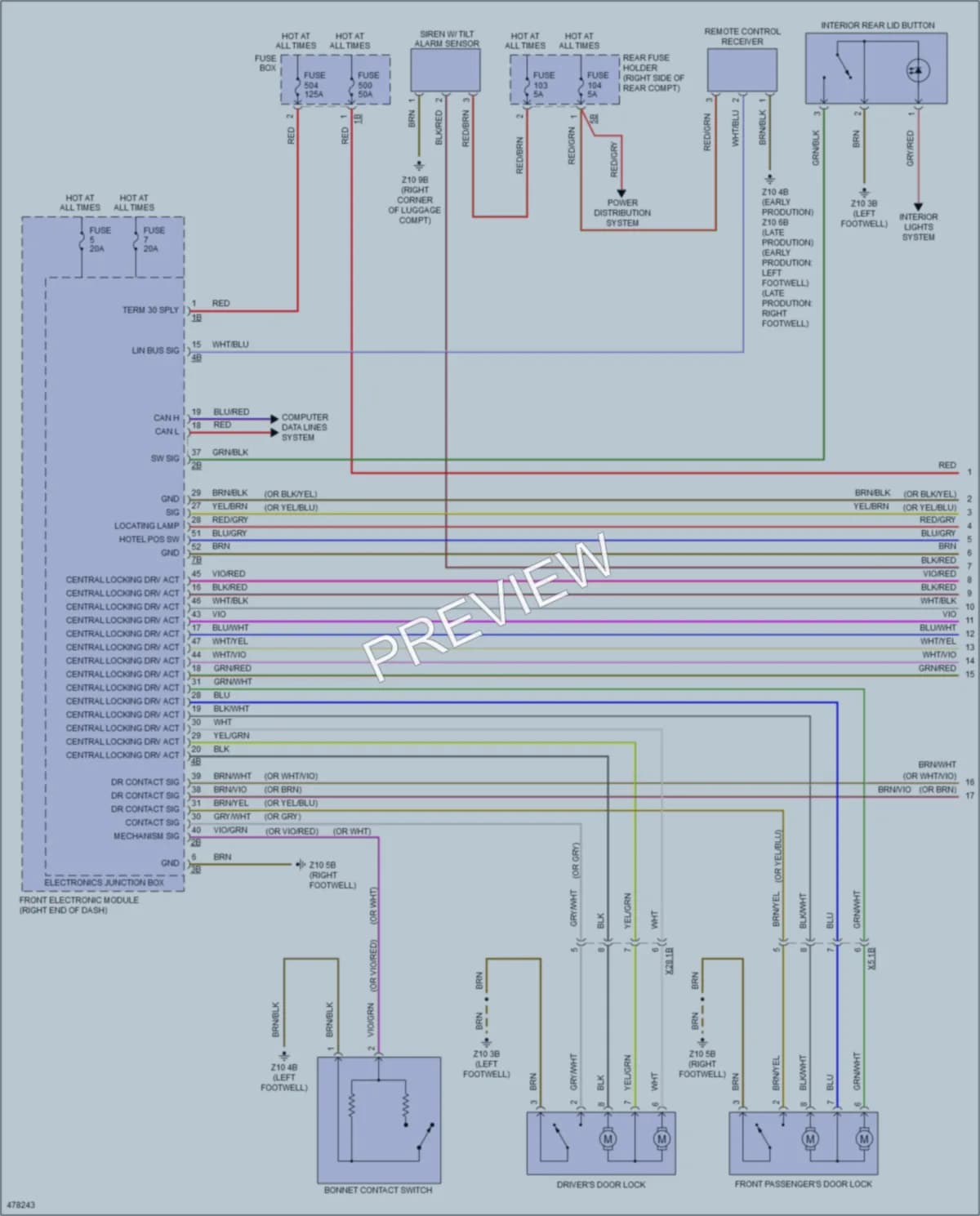 2015 BMW 335i Power Door Locks wiring diagram preview
