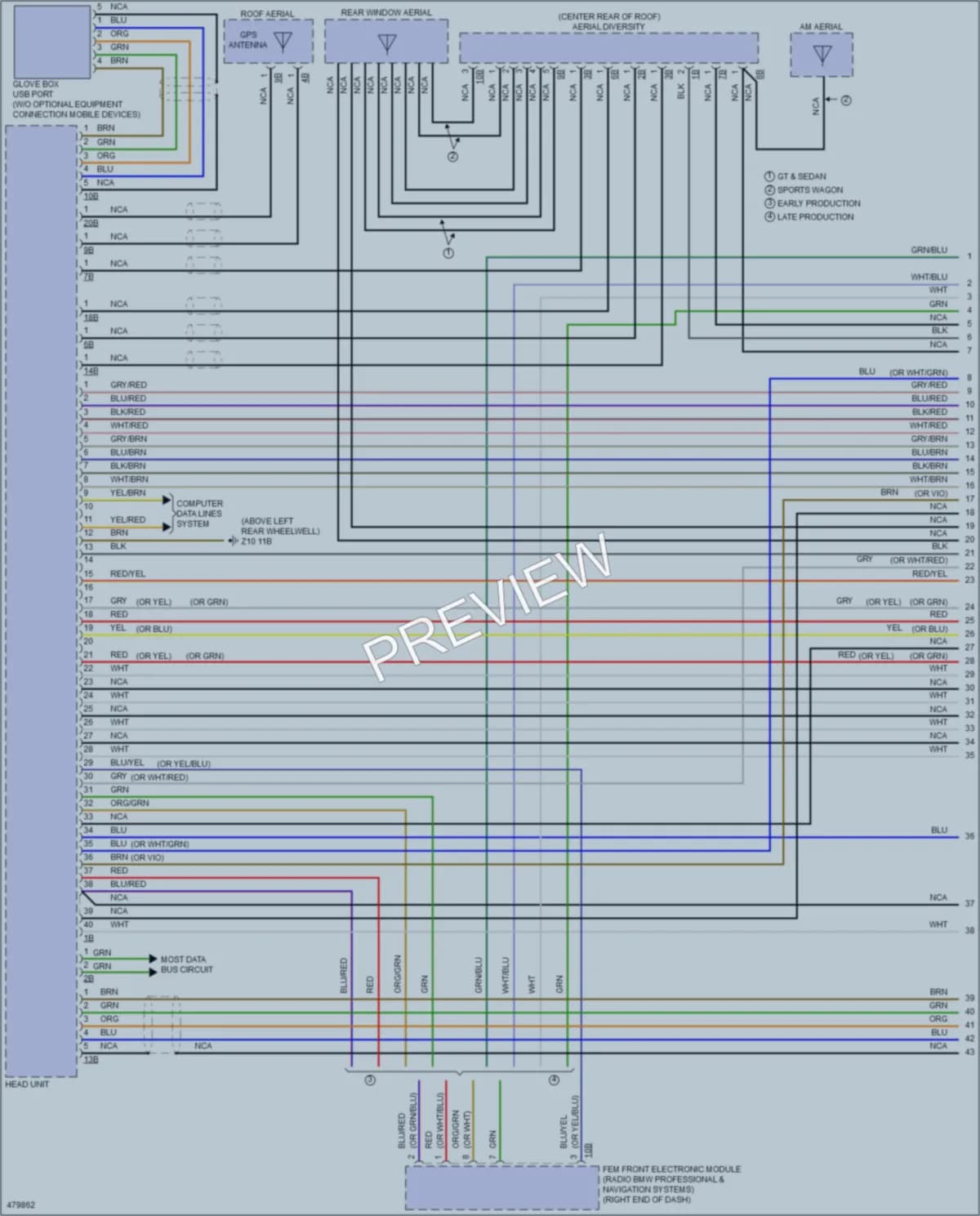 2015 BMW 335i Radio wiring diagram preview