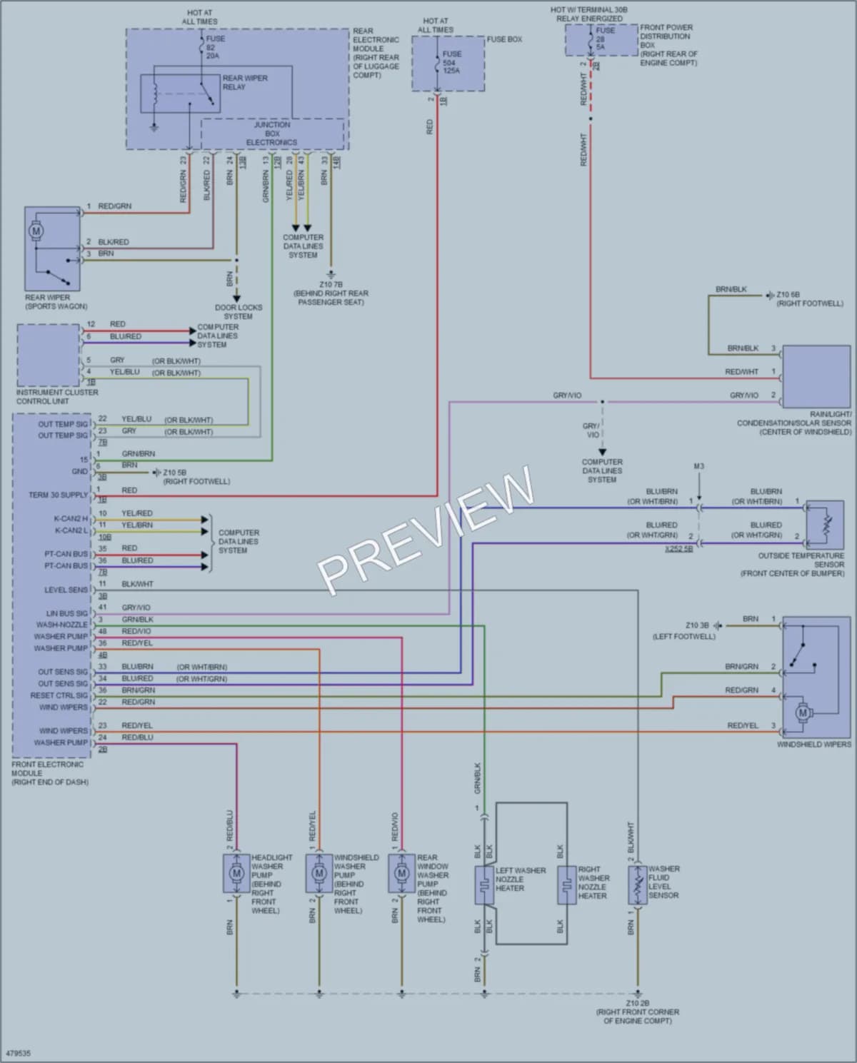 2015 BMW 335iGranTurismo Wiper Washer wiring diagram preview