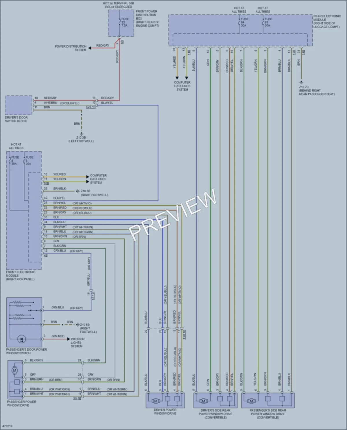2015 BMW 428i Power Windows wiring diagram preview