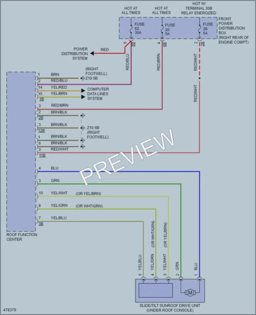 2015 BMW 428iGranCoupe Power Top Sunroof wiring diagram preview