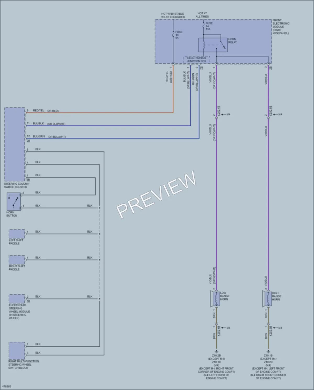 2015 BMW 435i Horn wiring diagram preview