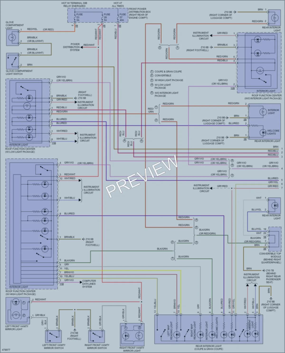 2015 BMW 435iGranCoupe Interior Lights wiring diagram preview