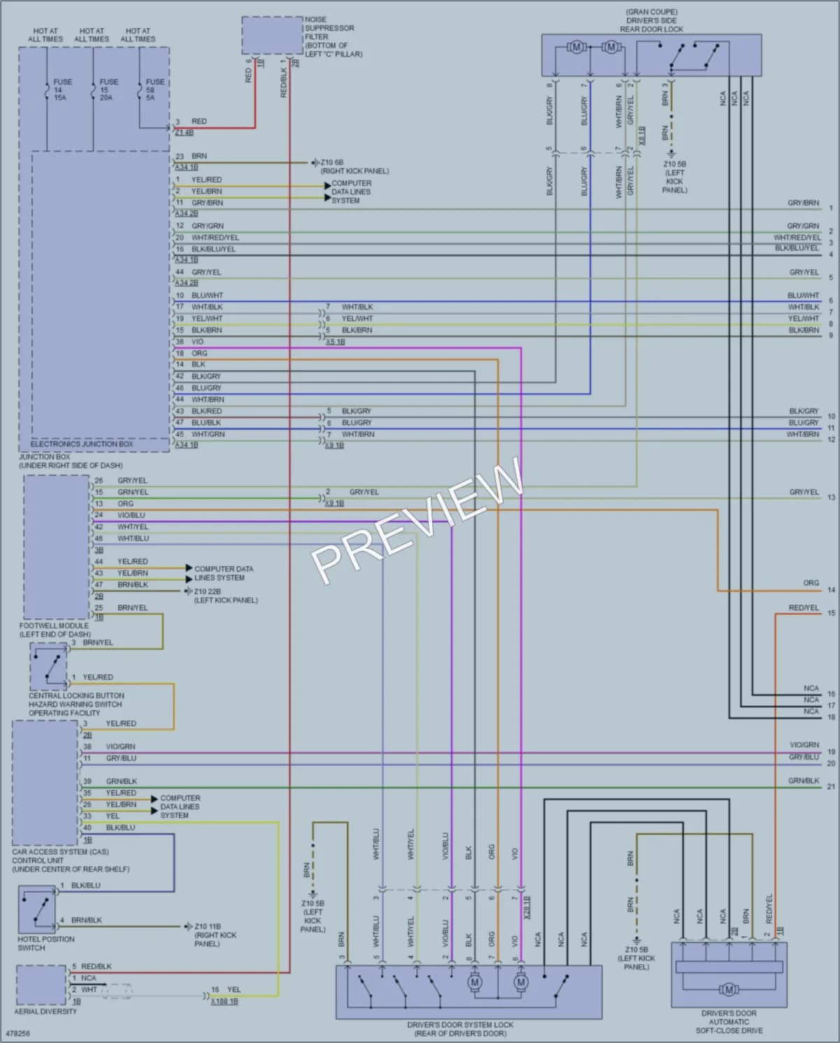 2015 BMW 640iGranCoupe Power Door Locks wiring diagram preview