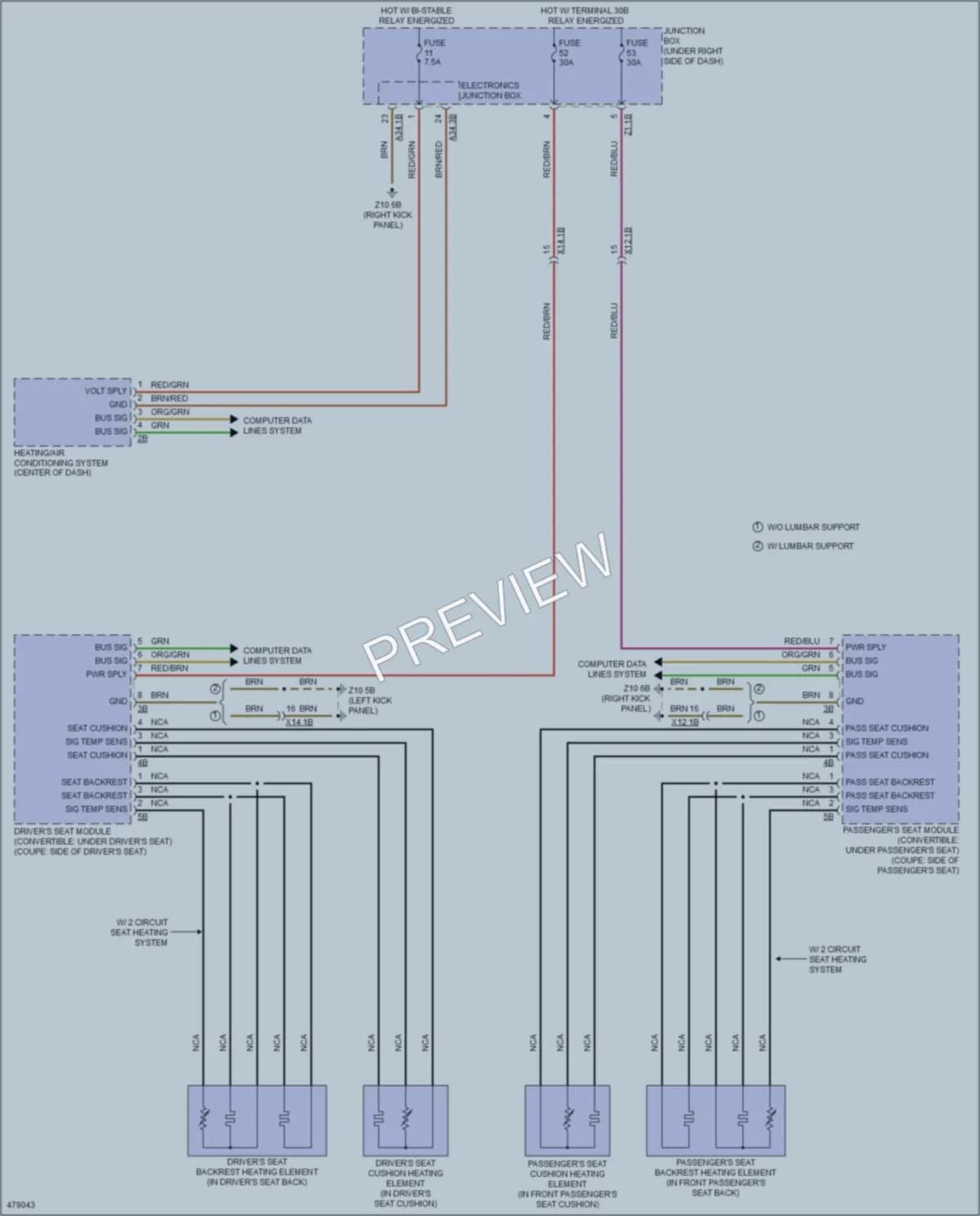 2015 BMW 640iGranCoupe Power Seats wiring diagram preview
