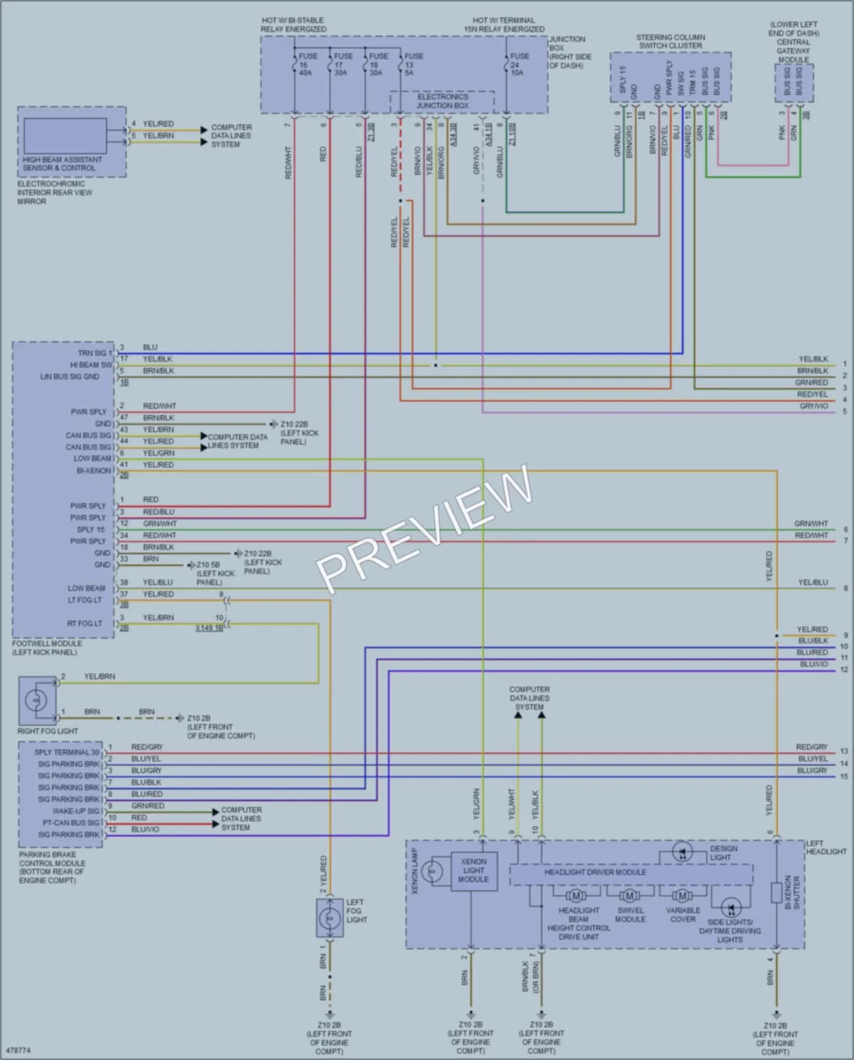 2015 BMW 740Ld Headlights wiring diagram preview