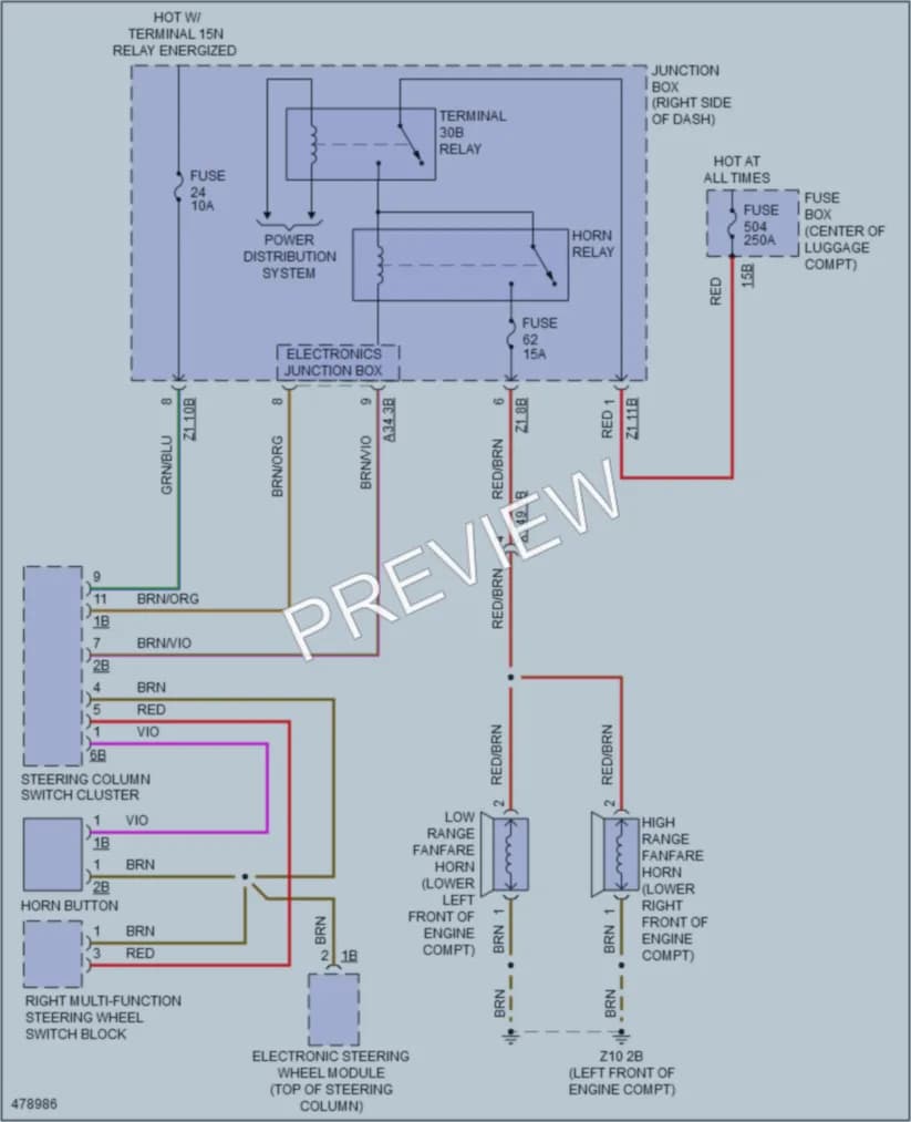 2015 BMW 740Ld Horn wiring diagram preview