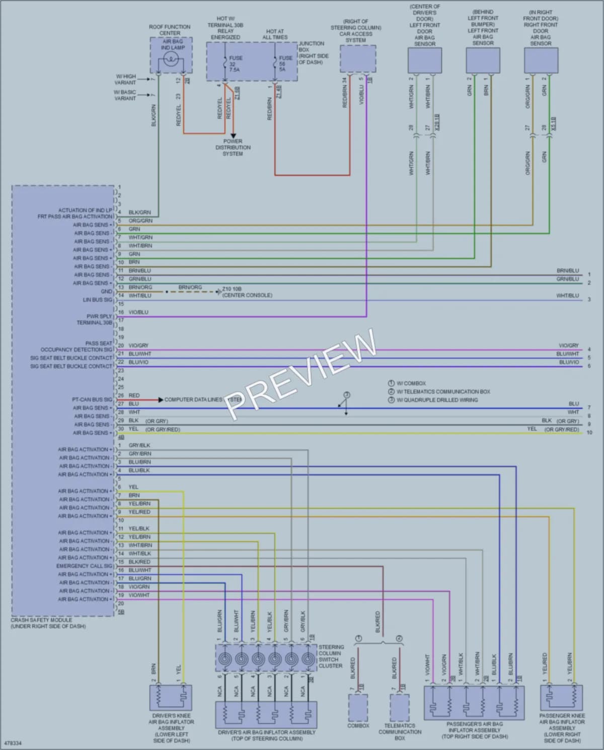 2015 BMW 740Ld Supplemental Restraints wiring diagram preview