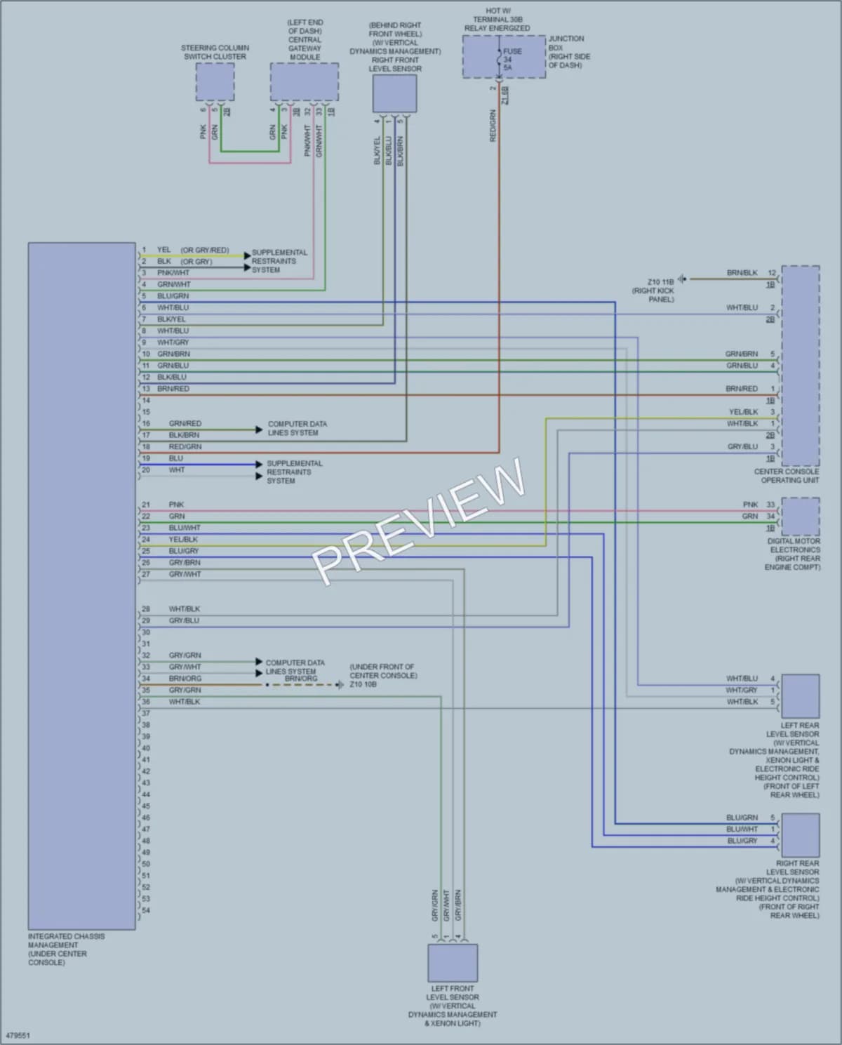 2015 BMW ActiveHybrid5 Electronic Suspension wiring diagram preview