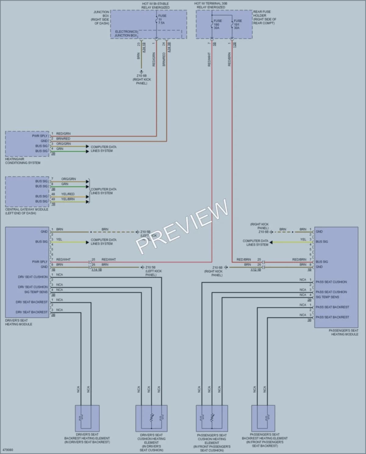 2015 BMW ActiveHybrid5 Power Seats wiring diagram preview