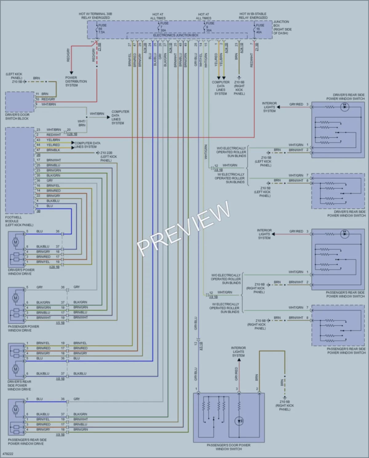 2015 BMW ActiveHybrid5 Power Windows wiring diagram preview
