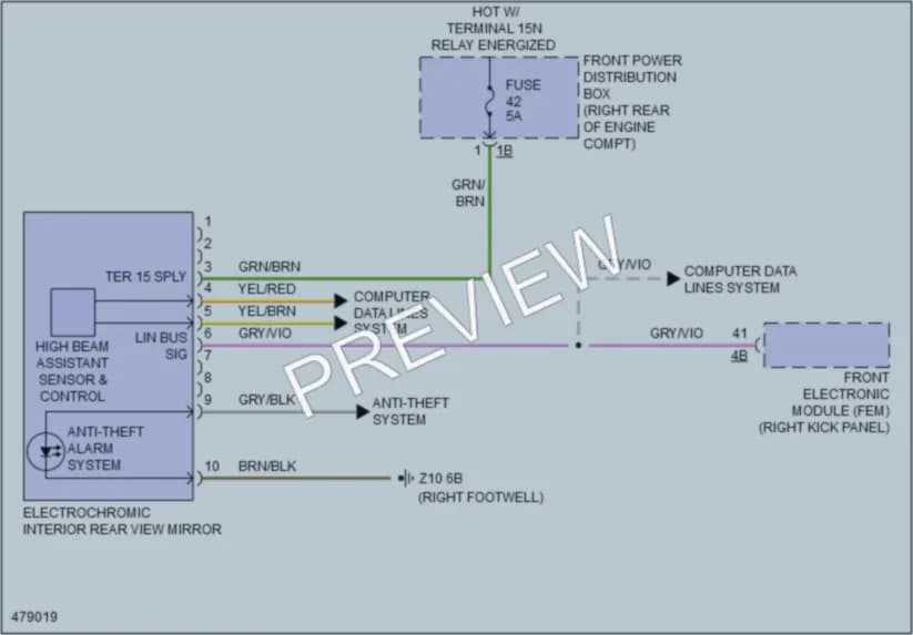 2015 BMW M4 Power Mirrors wiring diagram preview