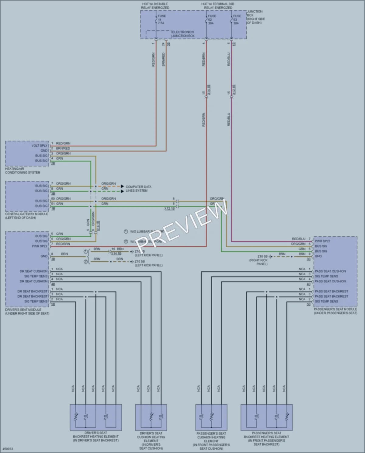 2015 BMW M5 Power Seats wiring diagram preview