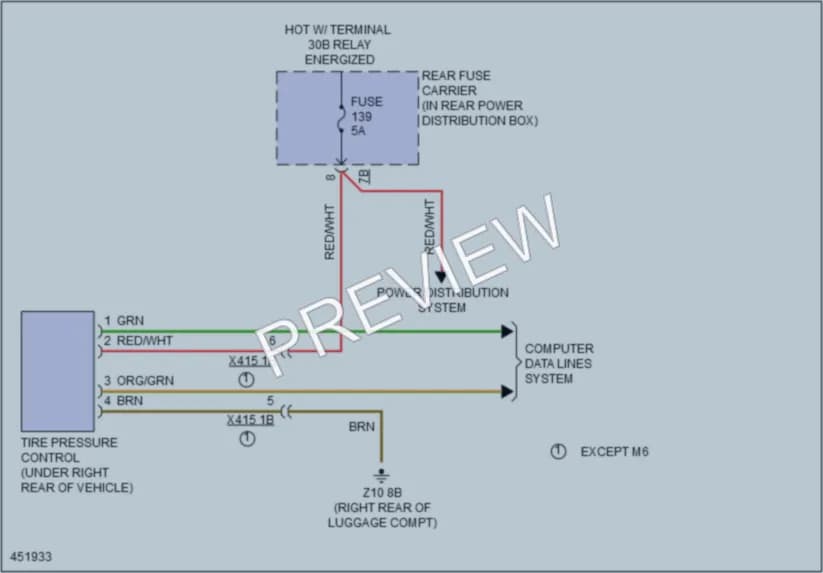 2015 BMW M6 Warning Systems wiring diagram preview
