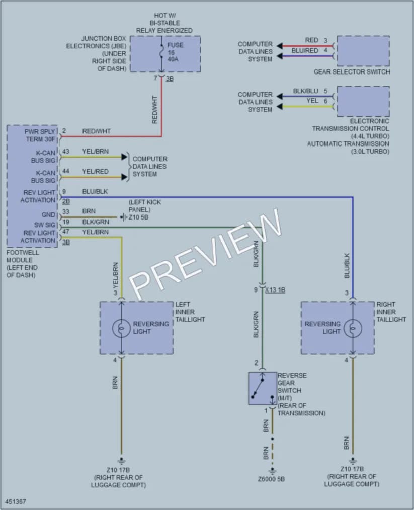 2015 BMW M6GranCoupe Exterior Lights wiring diagram preview