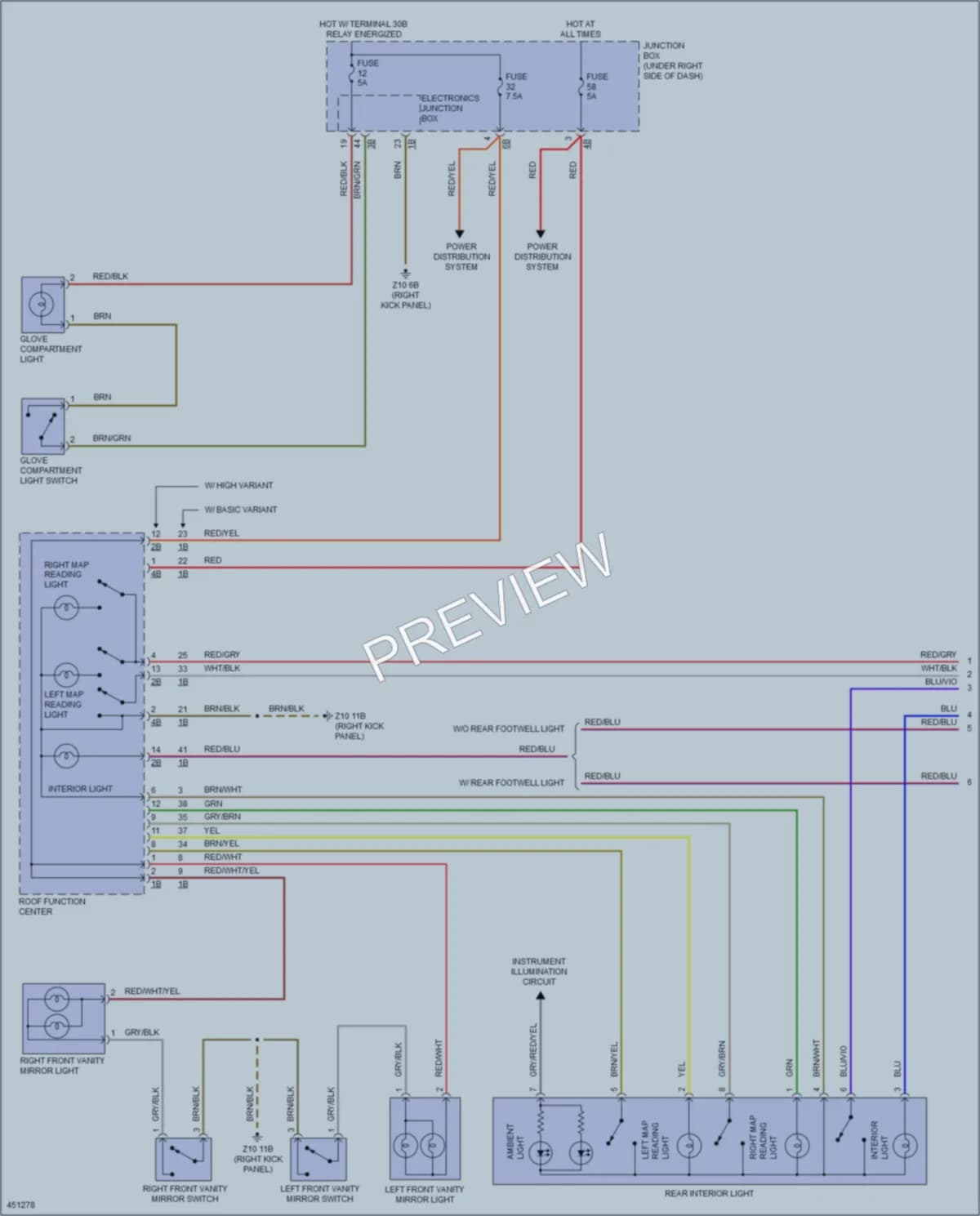 2015 BMW M6GranCoupe Interior Lights wiring diagram preview
