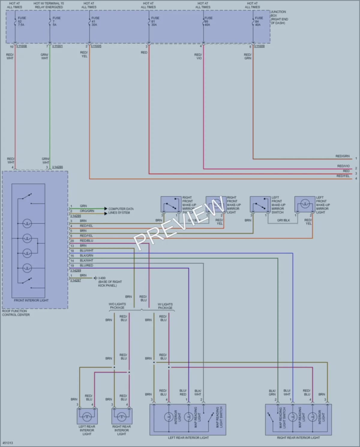 2015 BMW X1 Interior Lights wiring diagram preview