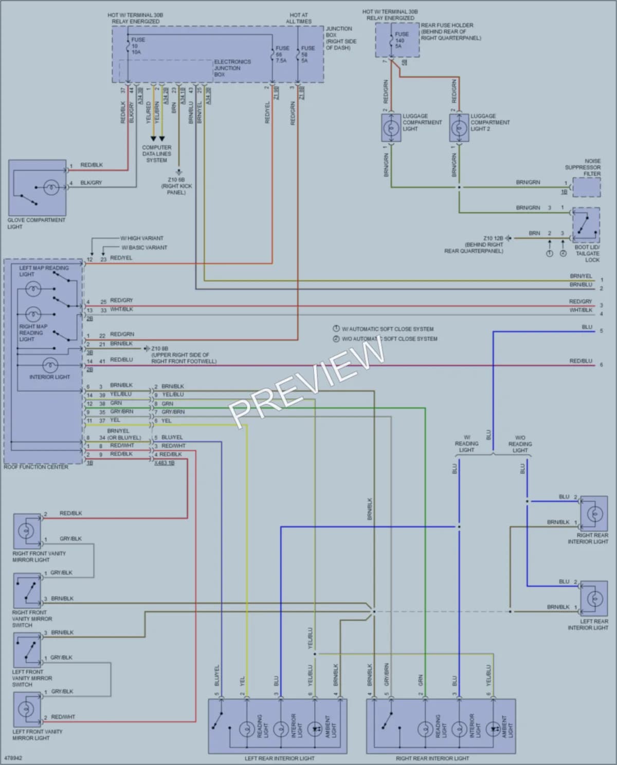 2015 BMW X3 Interior Lights wiring diagram preview