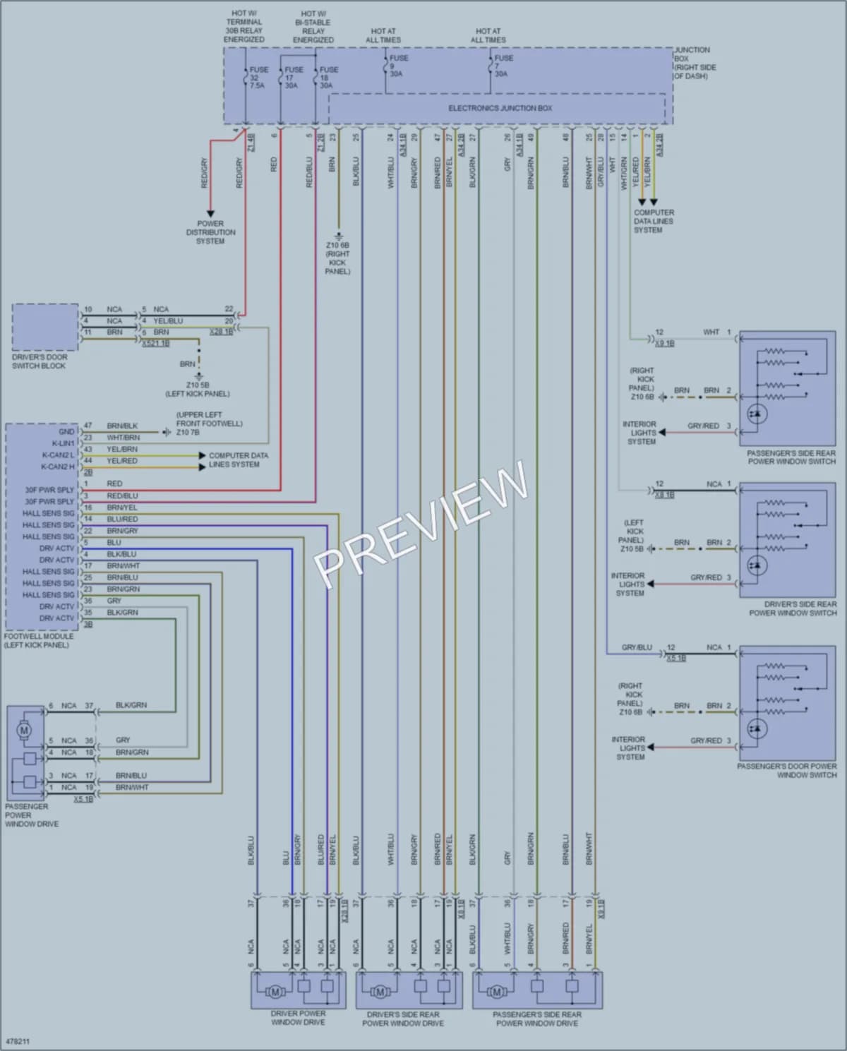 2015 BMW X4 Power Windows wiring diagram preview