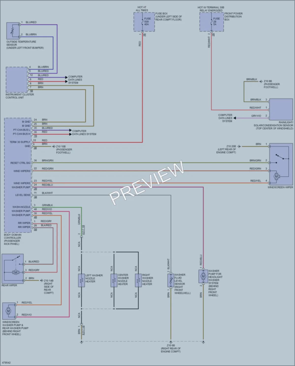 2015 BMW X5M Wiper Washer wiring diagram preview