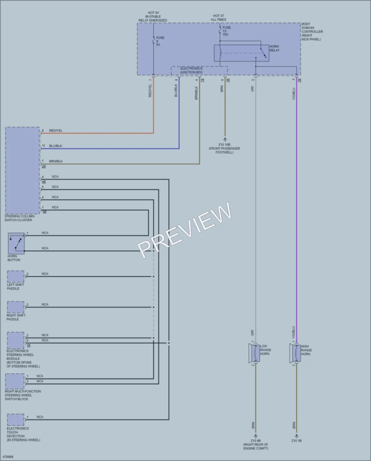 2015 BMW X6 Horn wiring diagram preview
