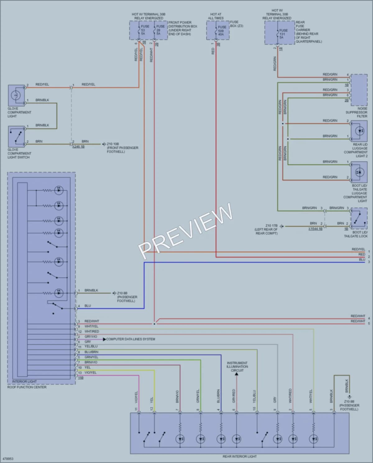 2015 BMW X6 Interior Lights wiring diagram preview