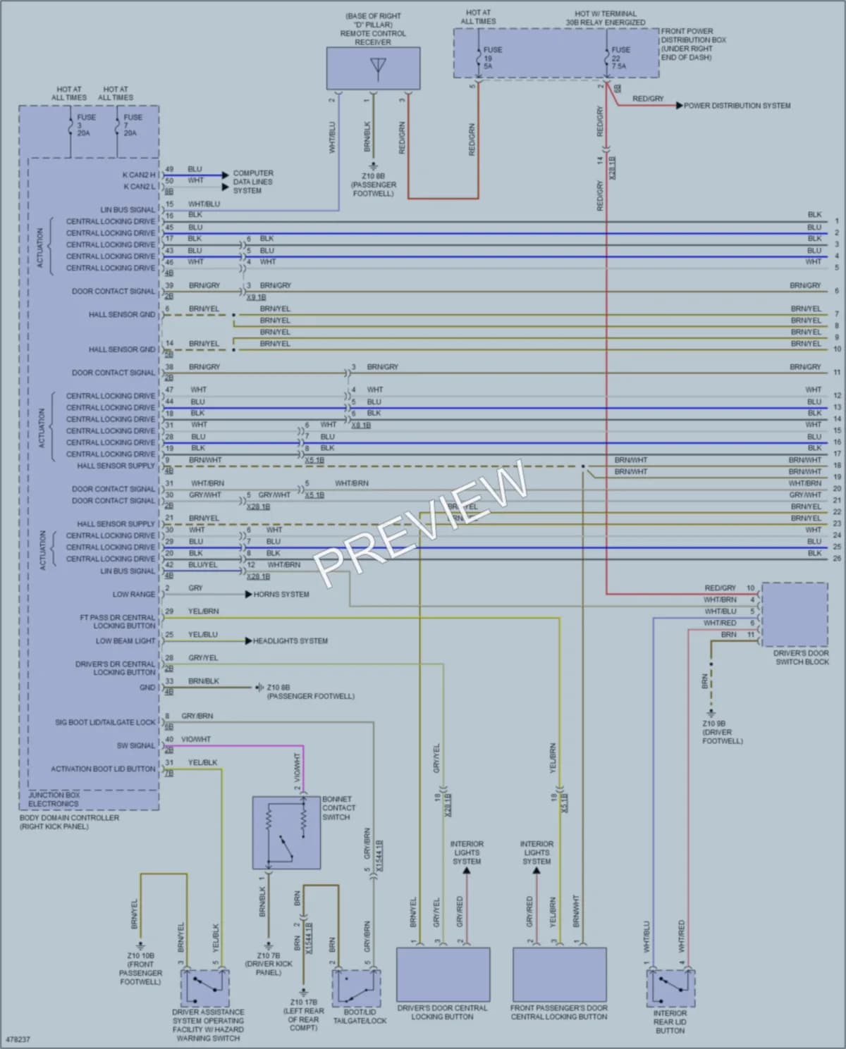 2015 BMW X6M Power Door Locks wiring diagram preview