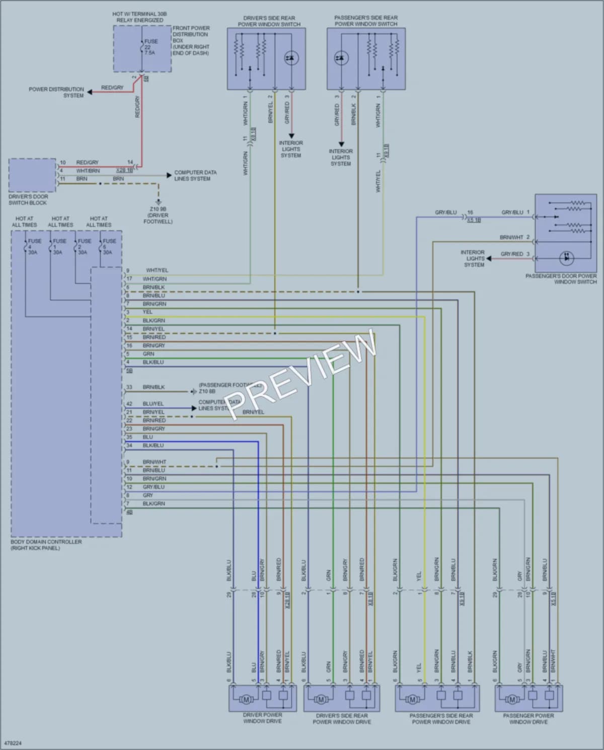 2015 BMW X6M Power Windows wiring diagram preview