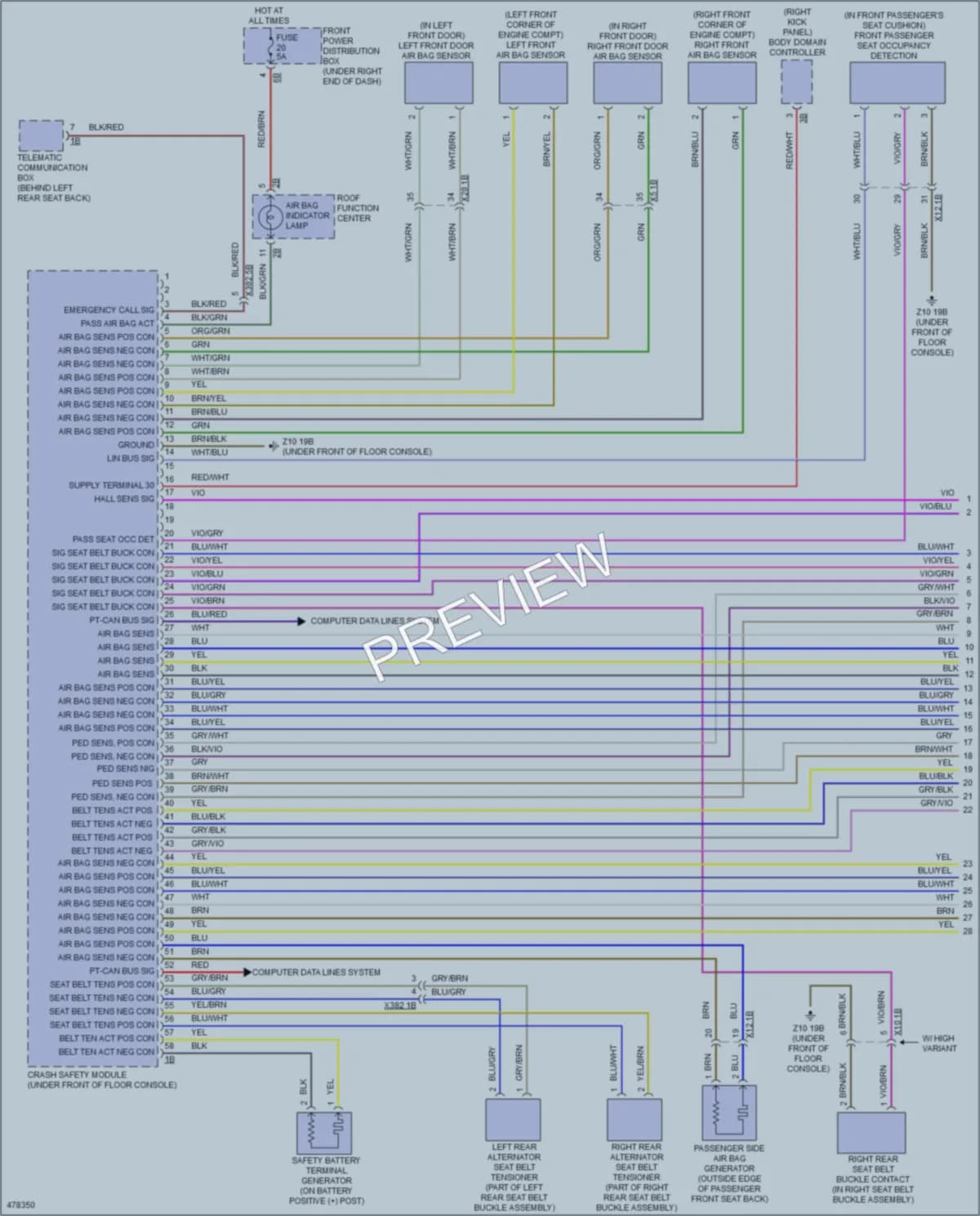 2015 BMW X6M Supplemental Restraints wiring diagram preview