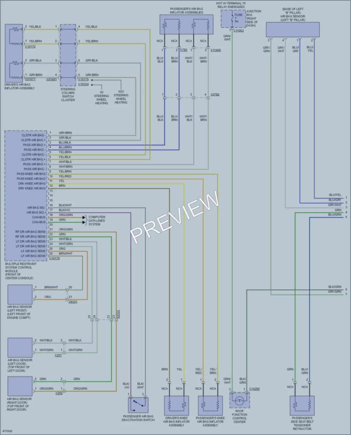 2015 BMW Z4 Supplemental Restraints wiring diagram preview