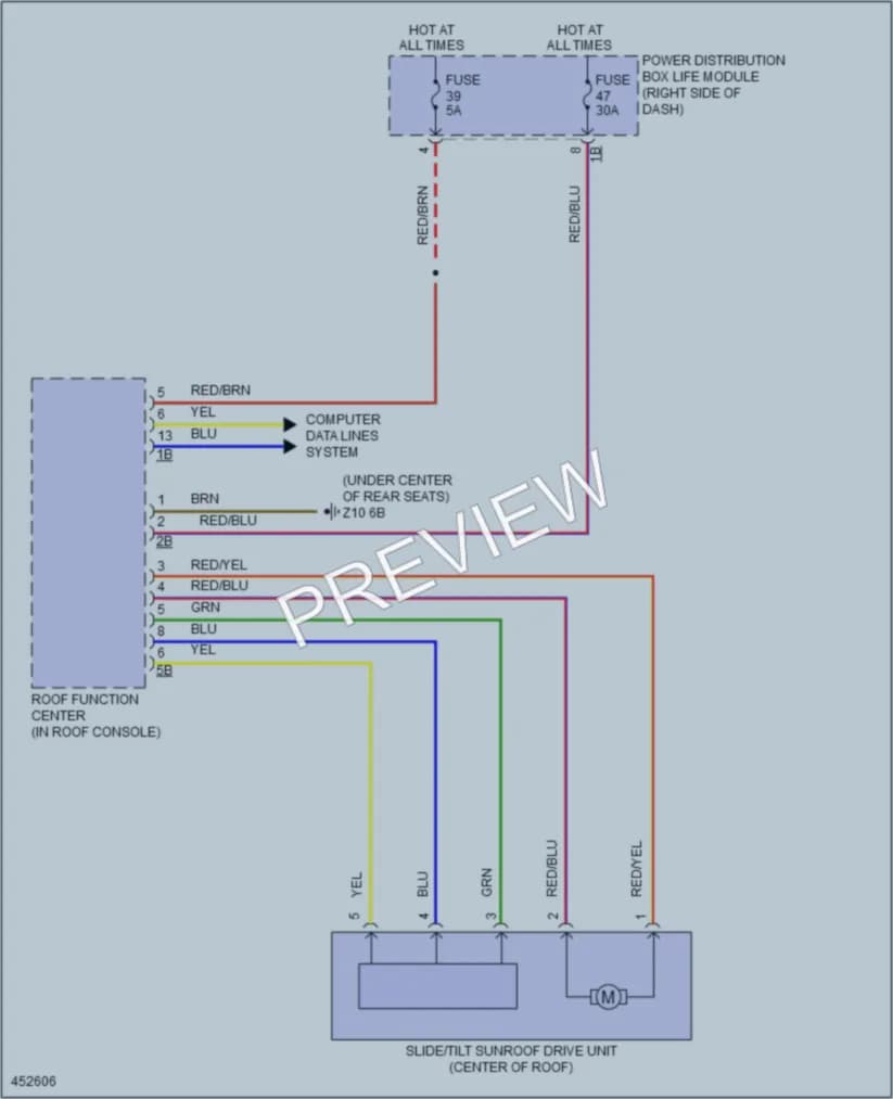 2015 BMW i3 Power Top Sunroof wiring diagram preview