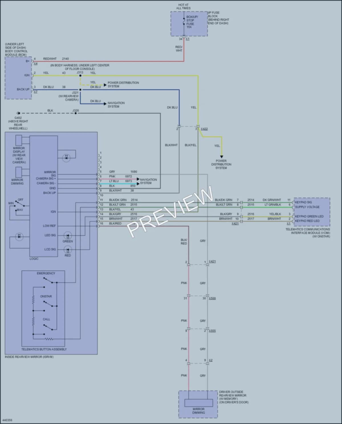 2015 Buick Enclave Power Mirrors wiring diagram preview