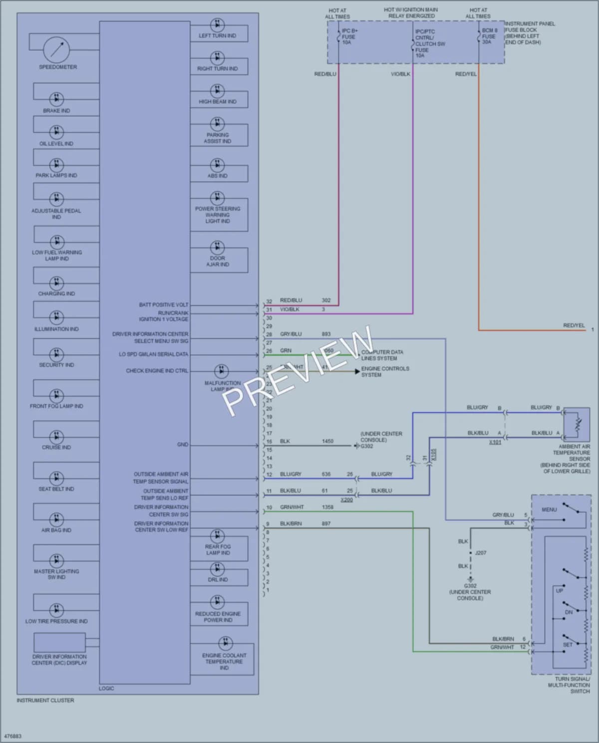 2015 Buick Encore Instrument Cluster wiring diagram preview