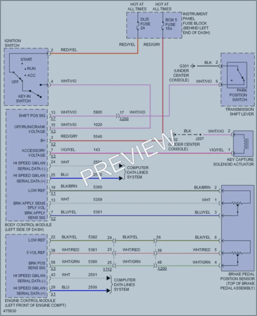 2015 Buick Encore Shift Interlock wiring diagram preview