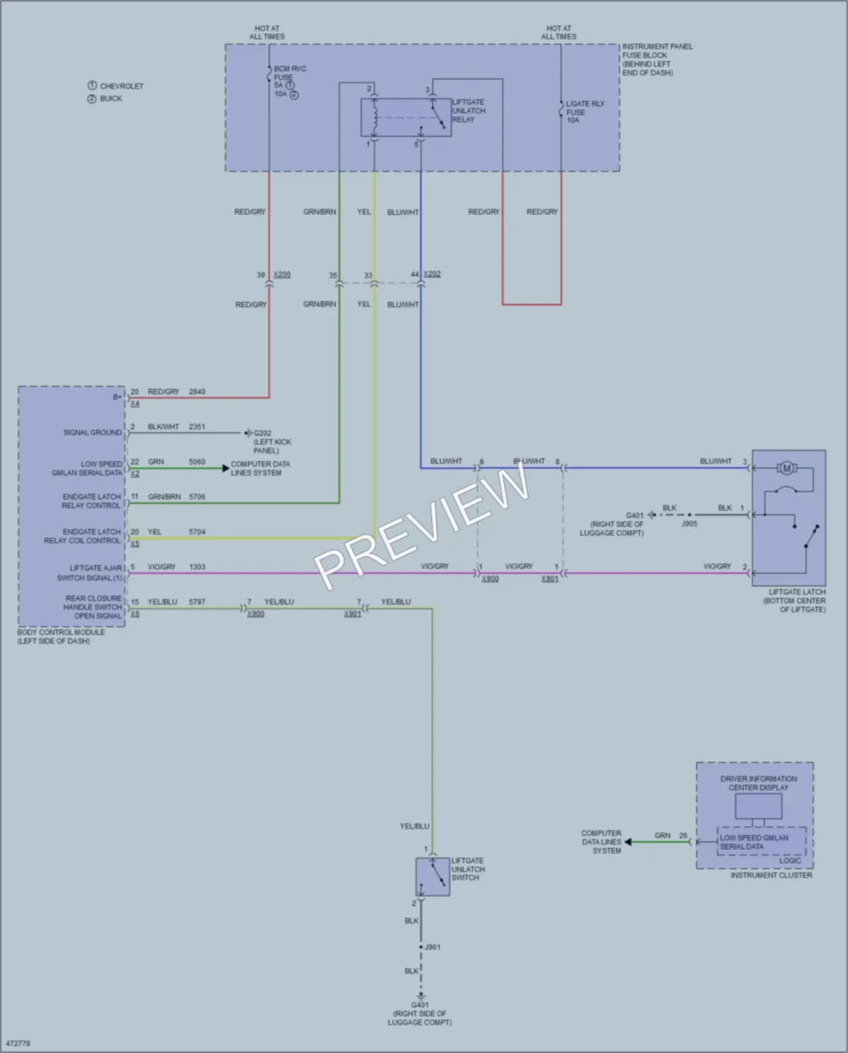 2015 Buick Encore Trunk Tailgate Fuel Door wiring diagram preview