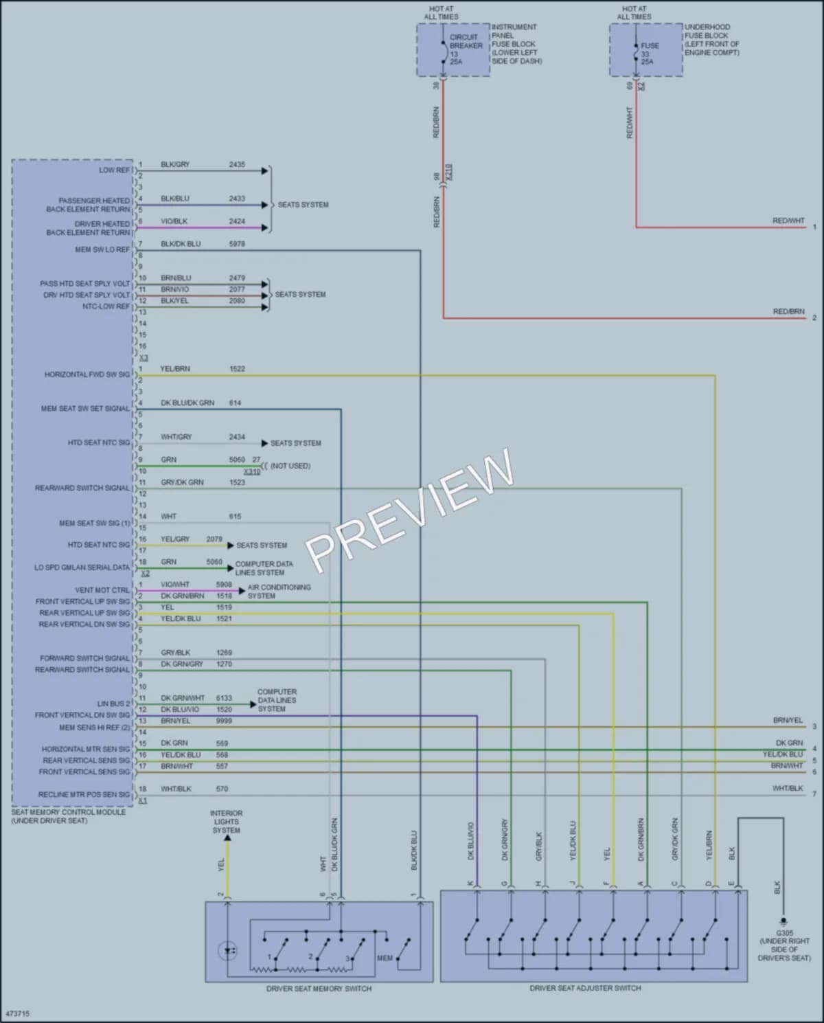 2015 Buick Regal Memory Systems wiring diagram preview