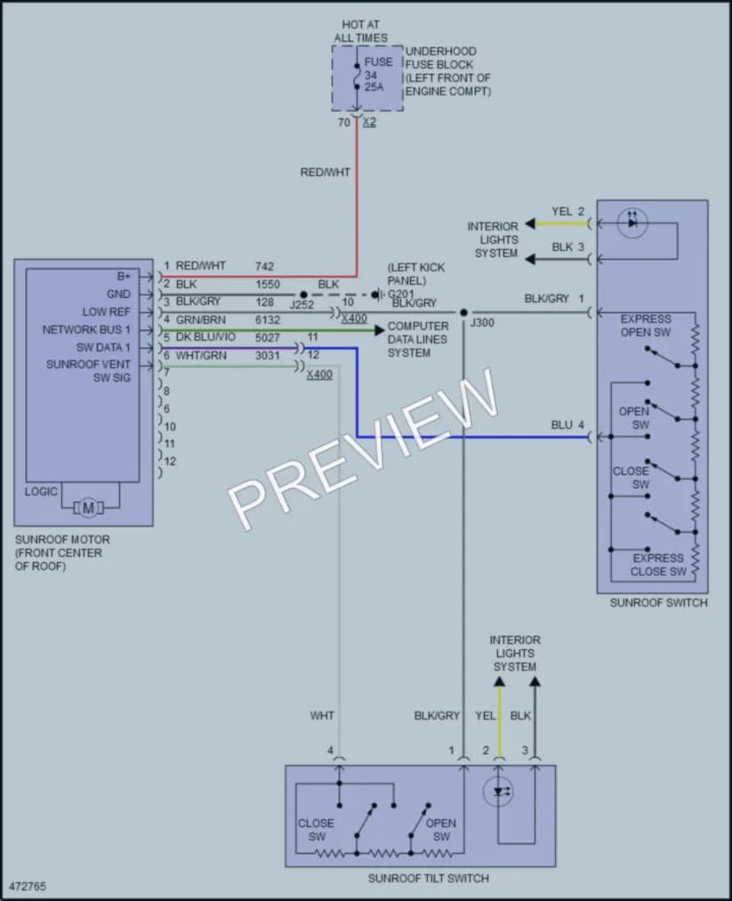 2015 Buick Regal Power Top Sunroof wiring diagram preview