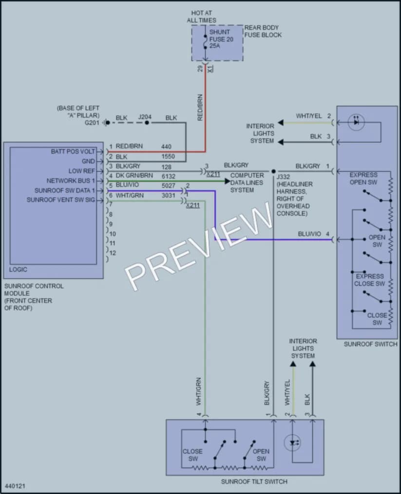 2015 Buick Verano Power Top Sunroof wiring diagram preview