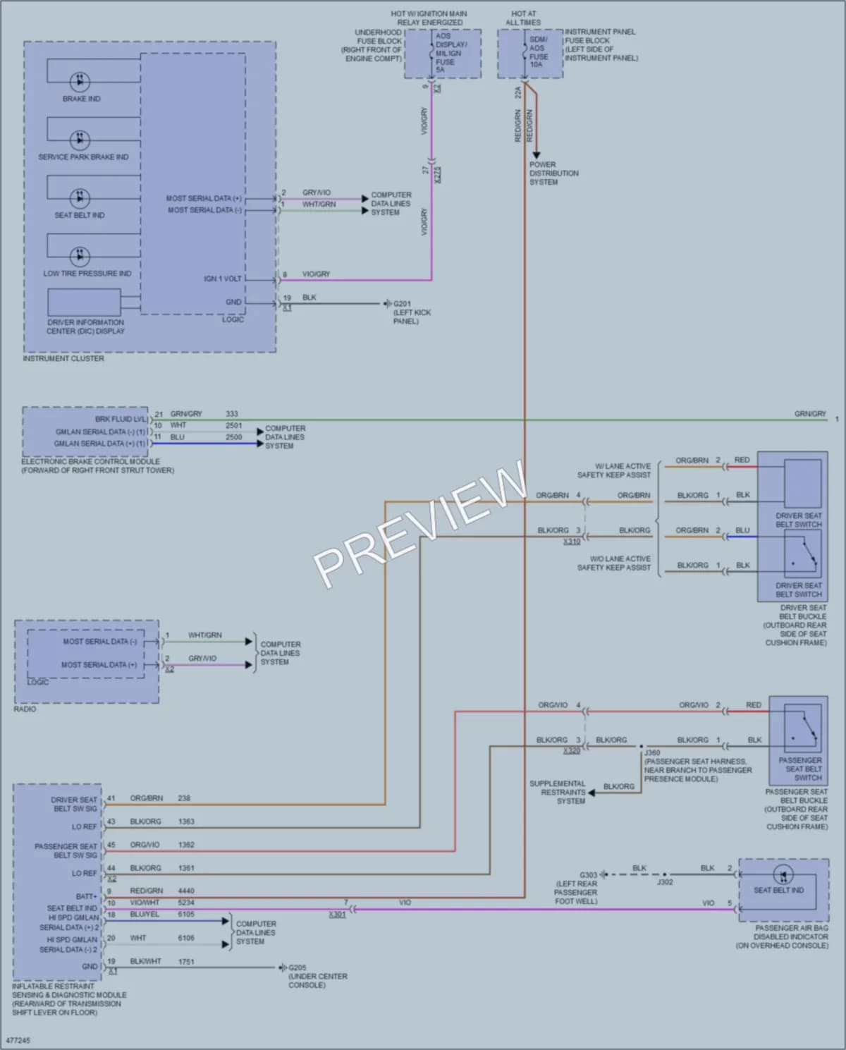 2015 Cadillac ATS Warning Systems wiring diagram preview