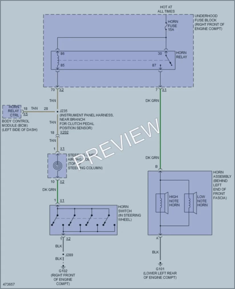 2015 Cadillac CTSV Horn wiring diagram preview