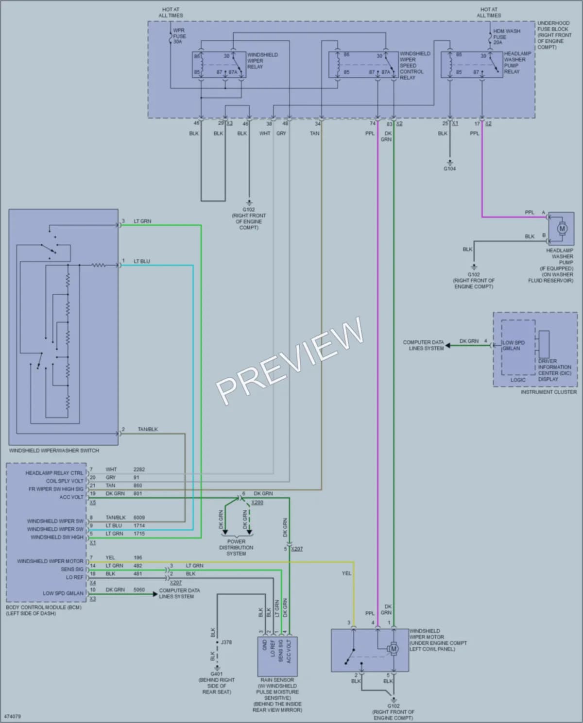 2015 Cadillac CTSV Wiper Washer wiring diagram preview